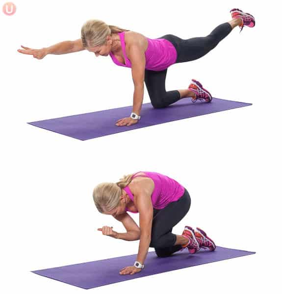 Learn how to do a bird dog crunch - et rid of lower belly fat workout move