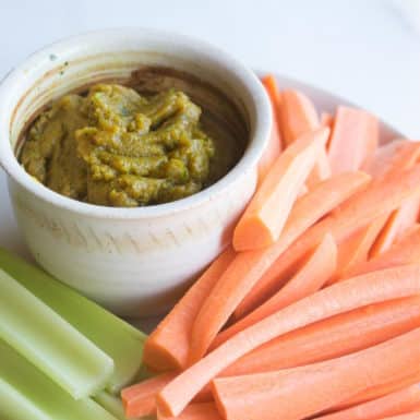 This Healthy Spicy Peanut Dip is the perfect appetizer for a party!