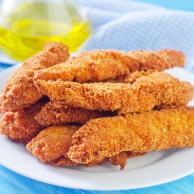 This homemade crispy baked chicken finger recipe is low-calorie, full of flavor and super simple to make! Make these for the kids and they'll love them!