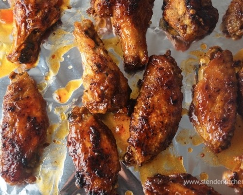 Healthy Baked Sweet and Spicy Wings on tin foil