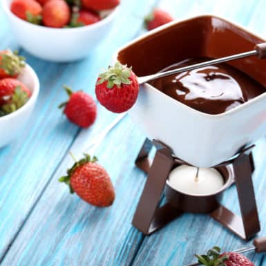 Perfect for Valentine's Day or a day night in, this chocolate fondue recipe is our favorite!