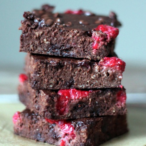 Raspberry Chocolate Chip Protein Brownies
