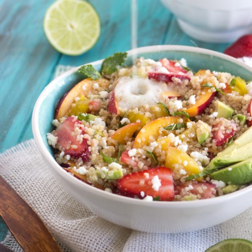 Quinoa Salad with Fruit and Coconut Lime Dressing