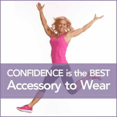 Chris Freytag in fitness clothes smiling and jumping in the air with the words Confidence: 4 Ways to Wear it Well