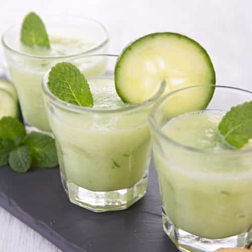Glassed of cucumber mint smoothie
