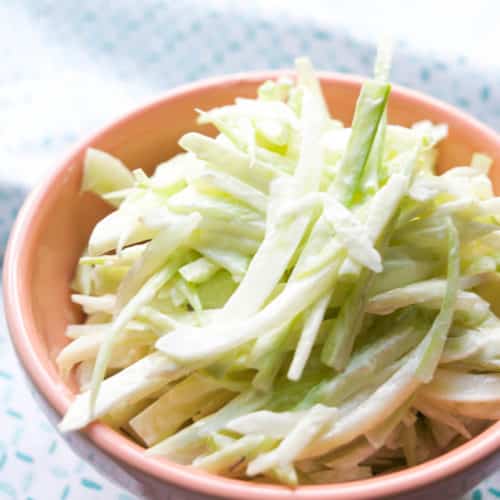 This fennel slaw has a great crunch to it and is healthier version of regular cole slaw. Try it at a summer barbecue or as a great side dish for your next gathering!