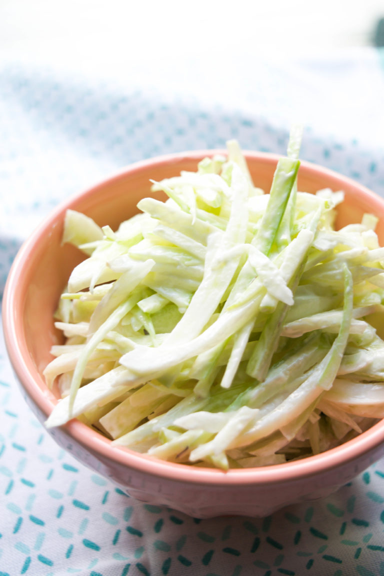 This fennel slaw has a great crunch to it and is healthier version of regular cole slaw. Try it at a summer barbecue or as a great side dish for your next gathering!