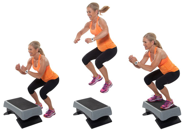 Jump Up to Step Down Exercise with Stepper Platform