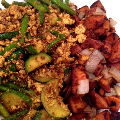 Whip up this tofu veggie scramble recipe for a super tasty vegan meal packed with rich flavors!
