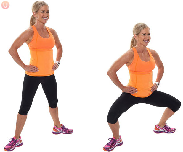 Chris Freytag Demonstrating a Plie Squat for a 10-minute Tabata for beginners workout