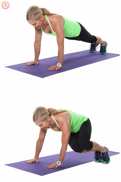 Chris Freytag demonstrating Core Body Hops on a purple yoga mat