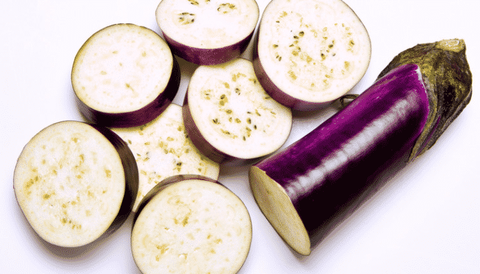 Eggplant sliced into discs