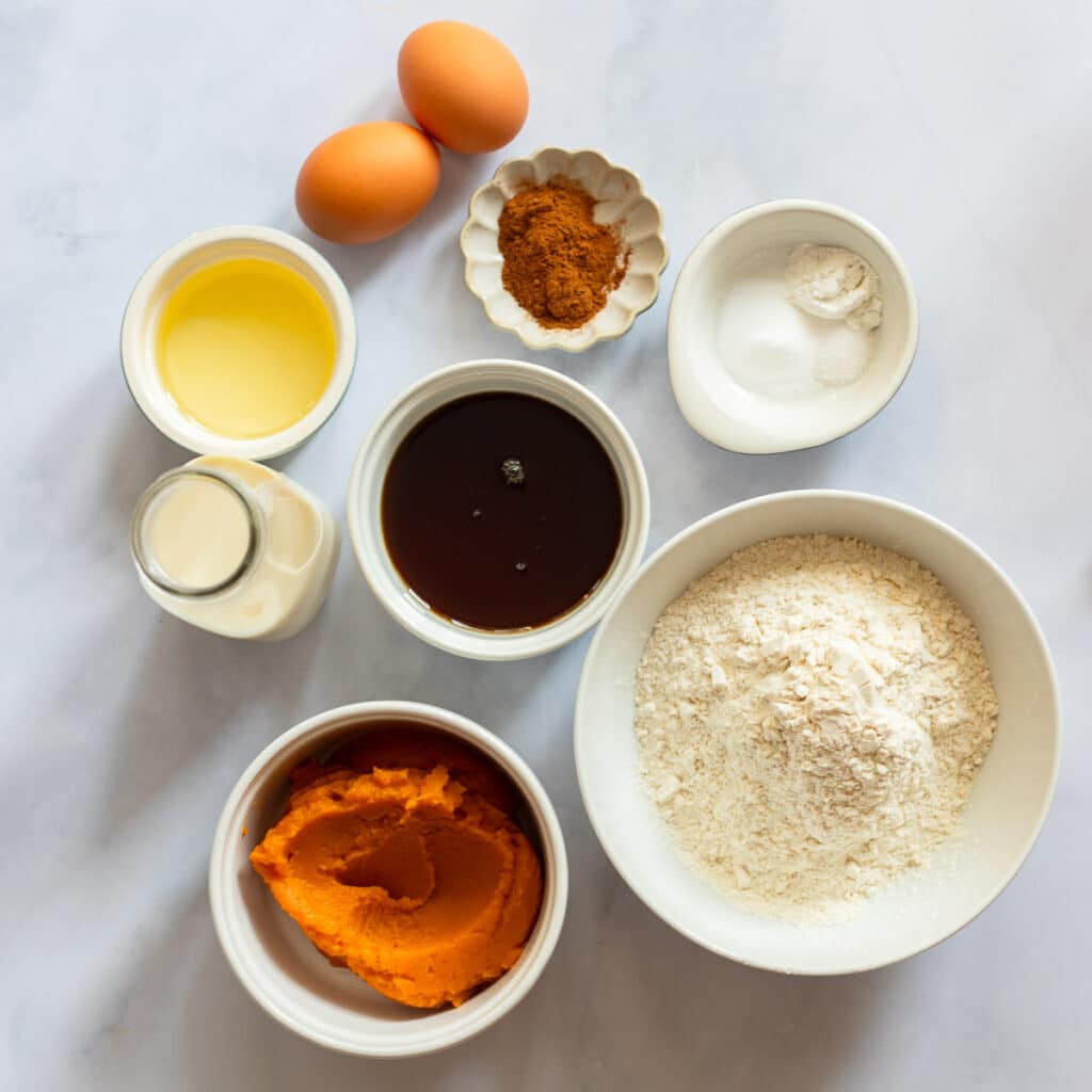 raw ingredients for healthy pumpkin muffins