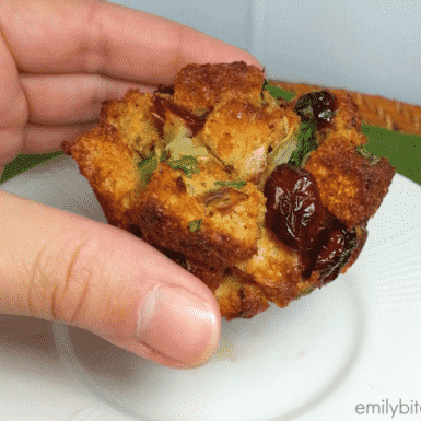 Stuffing in a bite sized muffin