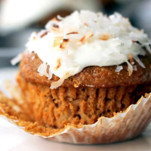 Healthy Whole Grain Carrot Coconut Morning Glory Muffins