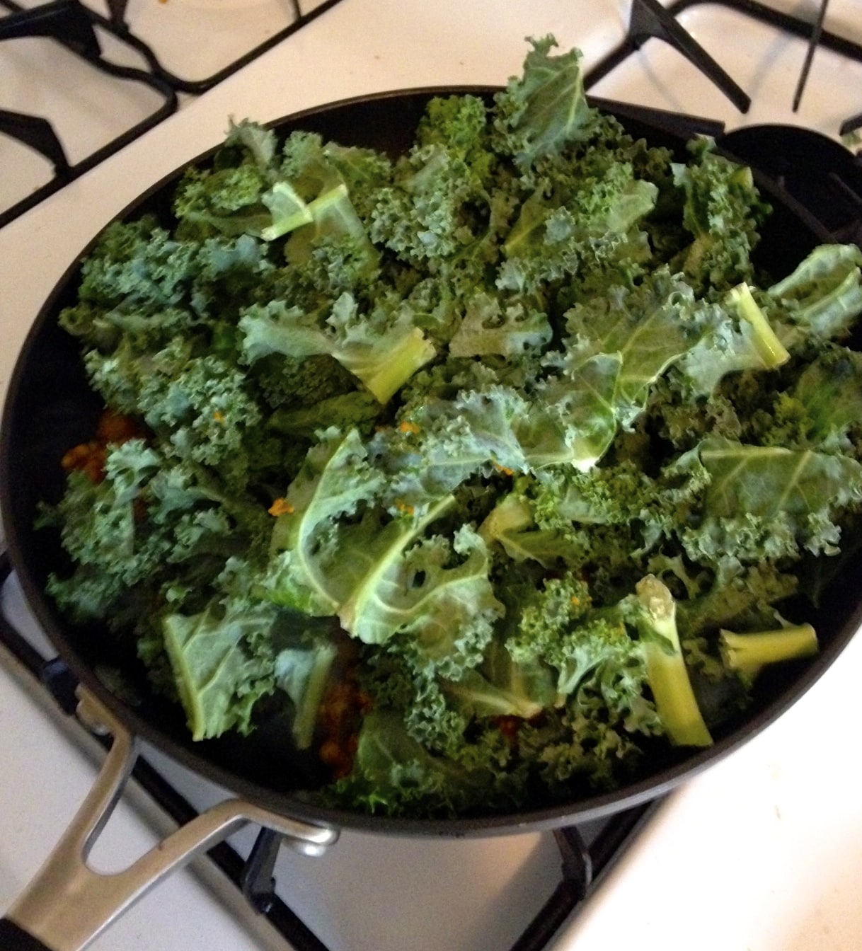 Kale in a medium sauce pan