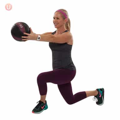 How To Do Medicine Ball Cross-Behind Lunge With Front Raise