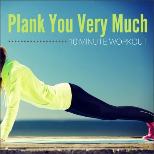An athletic woman demonstrating an exercise from Chris Freytag'sPlank You Very Much 10 MInute Workout