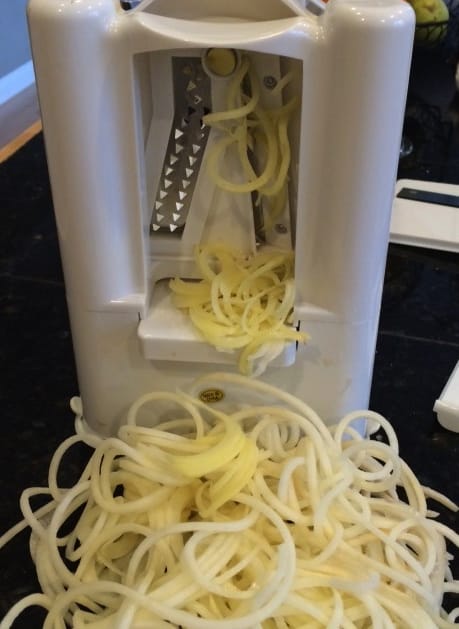 Paderno Vegetable Spiralizer making potato noodles