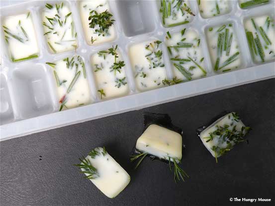 Herbs and Oilve Oil in Ice Cube Tray