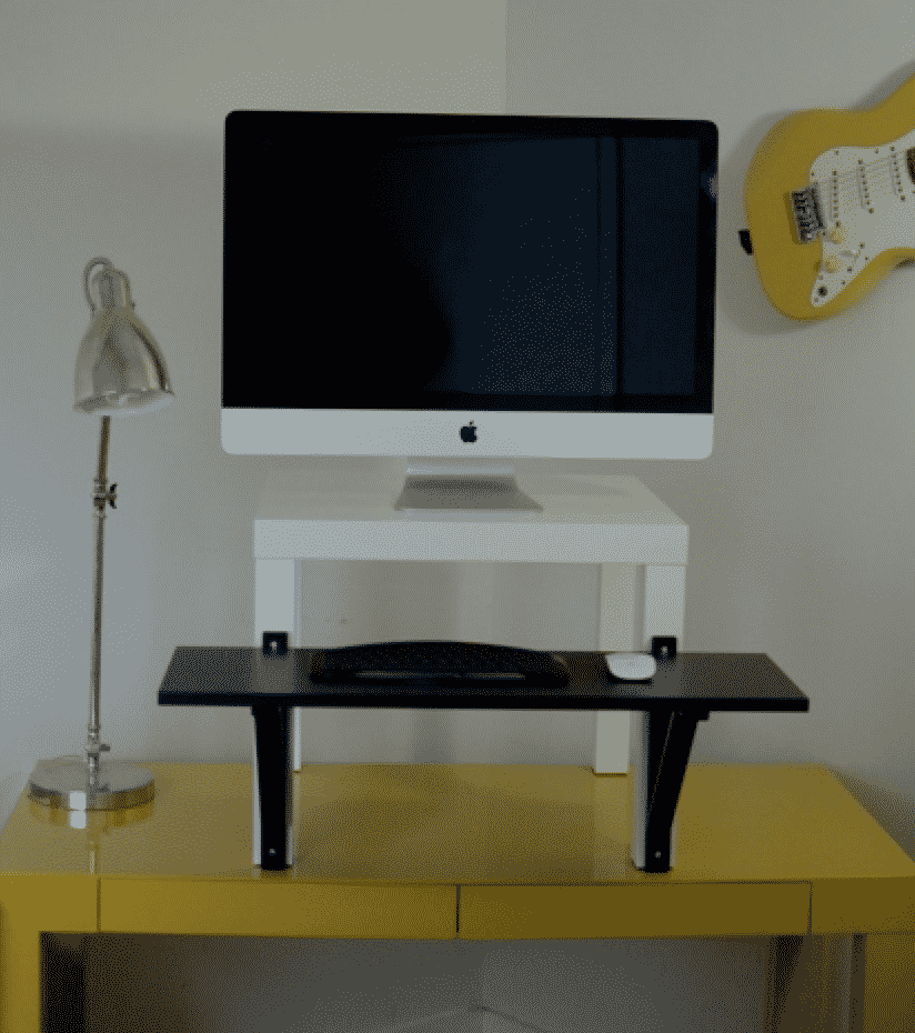 A homemade standing desk made from Ikea furniture for $22