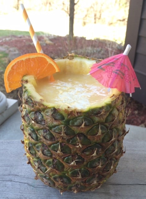Taste the tropics with this elemental  4 constituent   Piña Colada look    that's low-calorie and delicious!