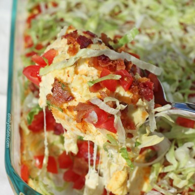 A healthy and creamy BLT dip recipe is quick, easy, and only 134 calories per serving. #recipe