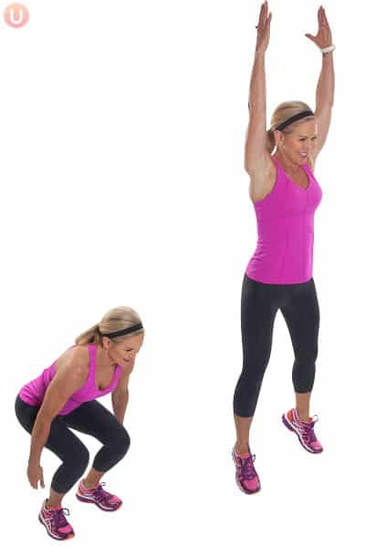 Chris Freytag demonstrating a squat jump in this full body workout for beginners
