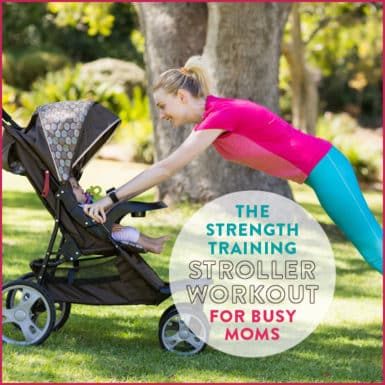 Mom doing workout with baby in stroller