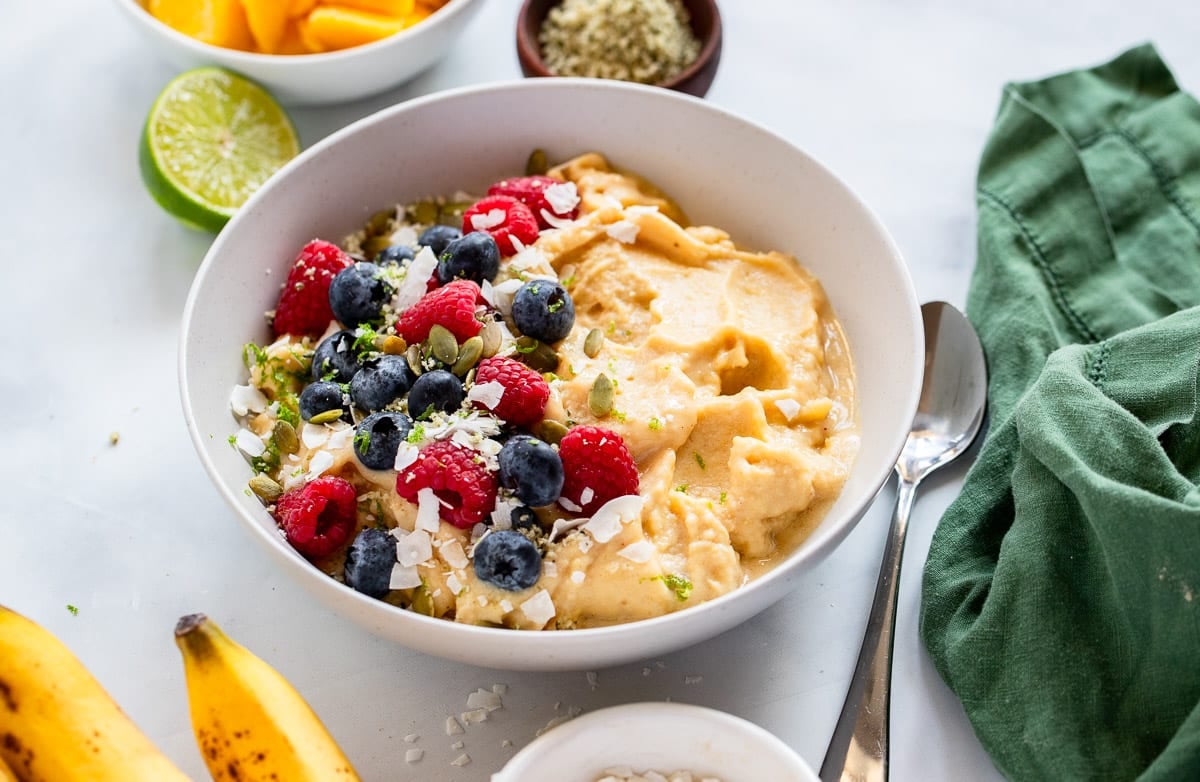 delicious serving of tropical smoothie bowl recipes with toppings