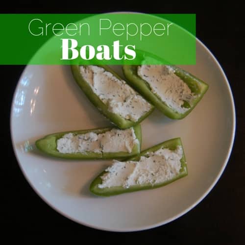 Green pepper sliced with goat cheese