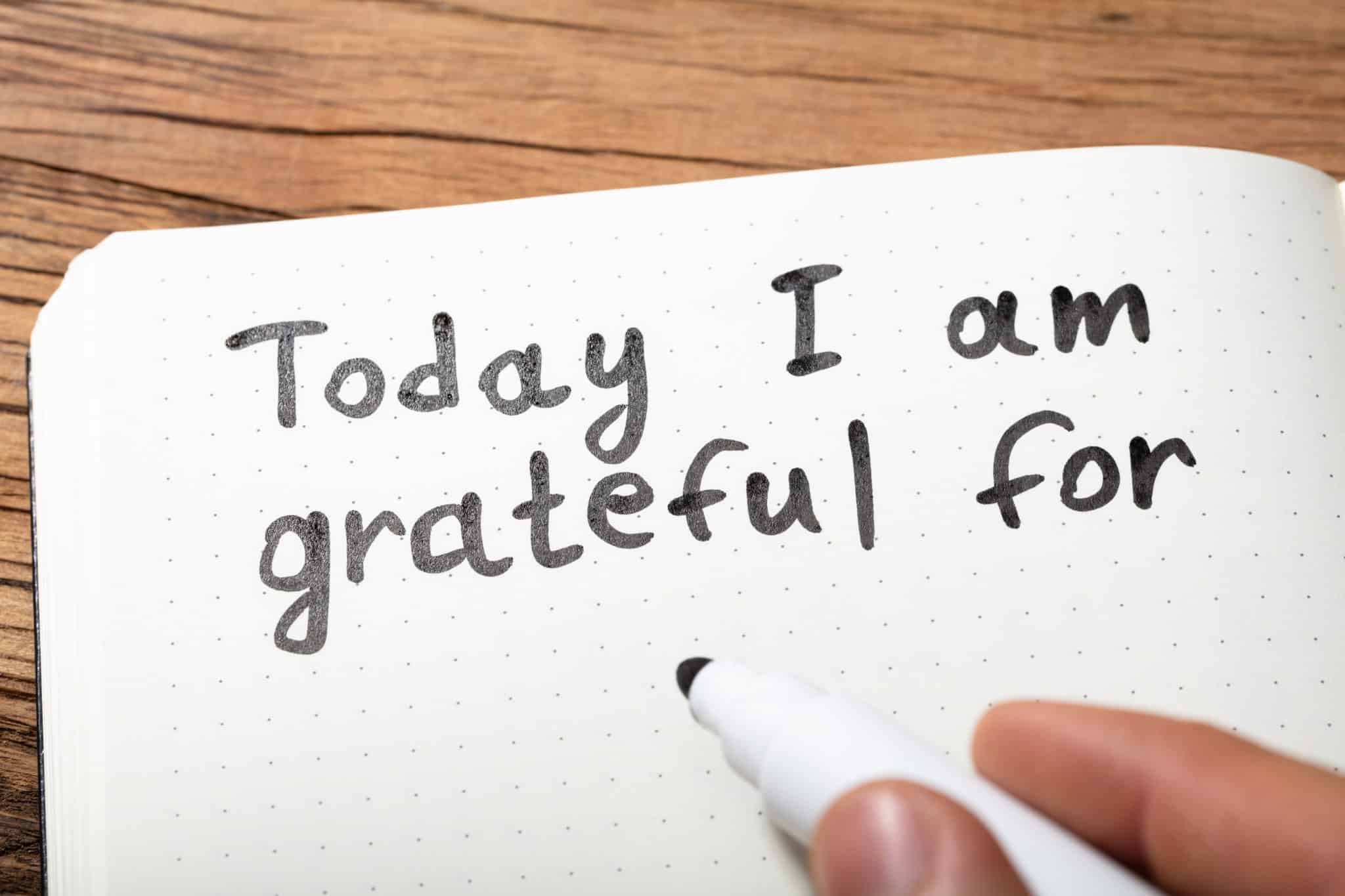Gratitude journal with text: Today I am grateful for...