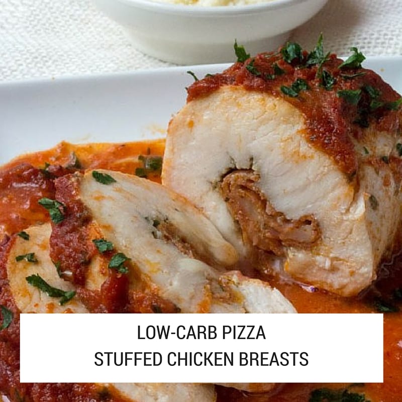 Take out pizza is loaded with fat and carbs try this easy low-carb recipe filled with juicy chicken and pepperoni for a healthier option that has that pizza flavor we all love!