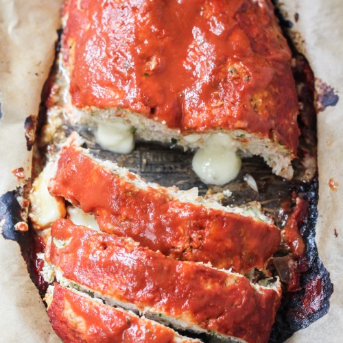Whip up this sassy zucchini turkey stuffed meatloaf stuffed with pepper jack cheese for a delicious and simple low-carb recipe.