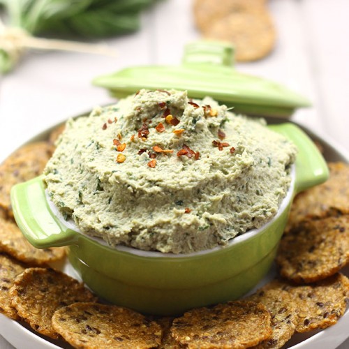 Whip up this healthy and delicious basil and artichoke dip in just a few minutes for a rich and creamy dairy-free dip everyone will love!