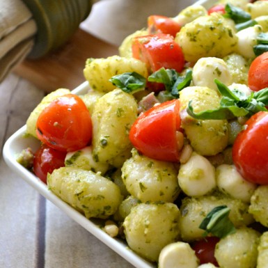 Pesto Caprese Gnocchi - comes together in a cinch and is DELICIOUS!!