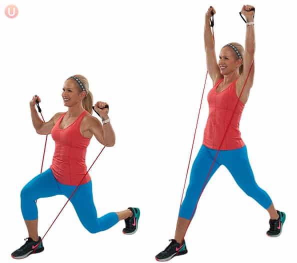 Use a resistance band to make lunges more challenging.