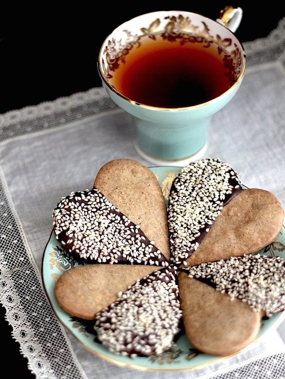 Looking for a healthy dessert recipe for Valentine's day? Try these 9 decadent recipes including a delicious buckwheat shortbread cookie dipped in chocolate and sesame.