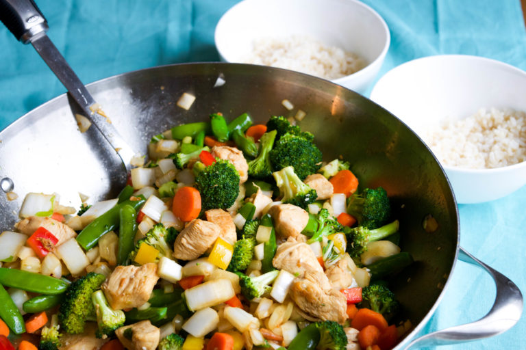 This healthy chicken stir-fry recipe is the perfect dish that taste like Chinese take-out without the added MSG or preservatives!