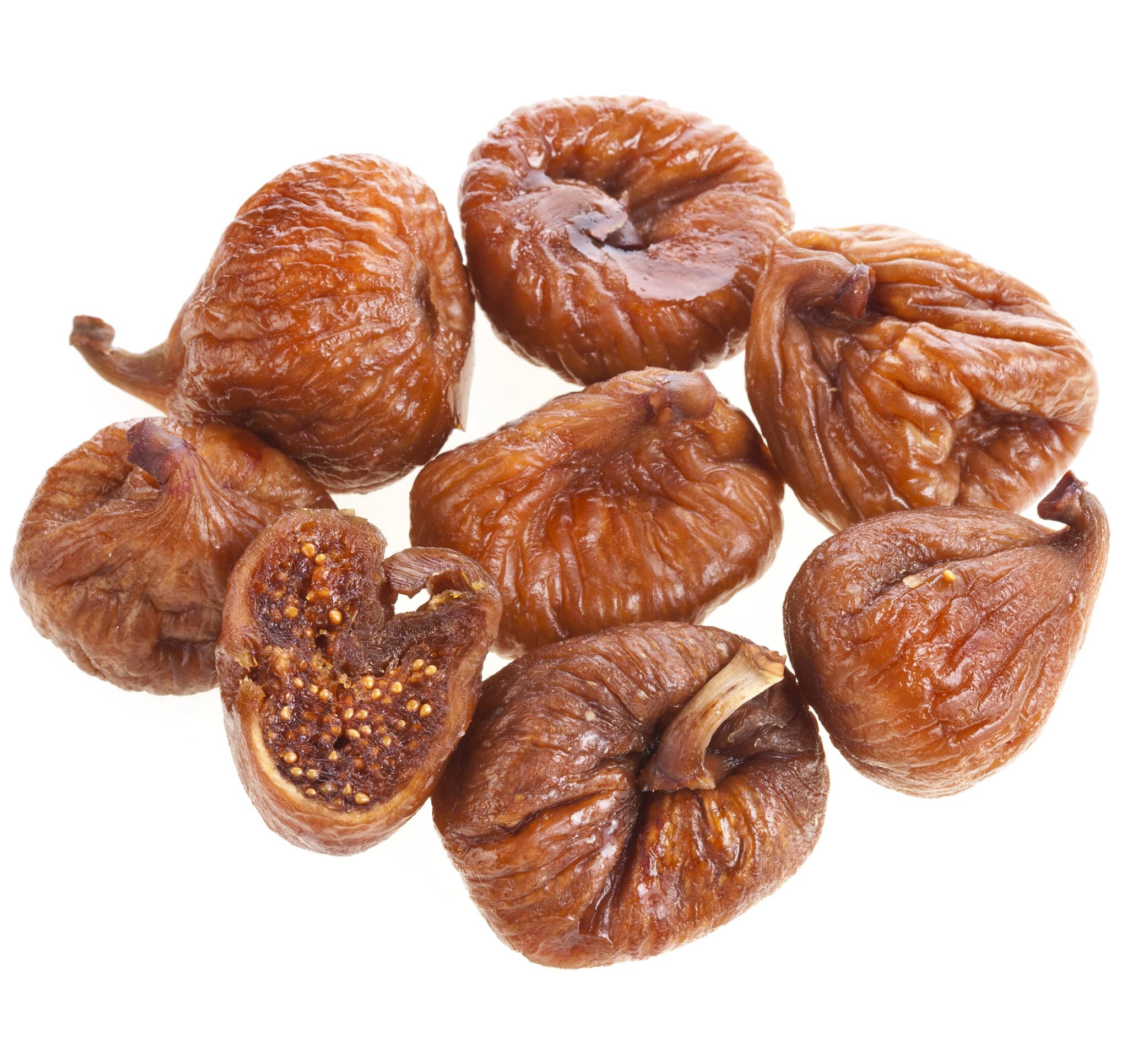 Dried figs on white background