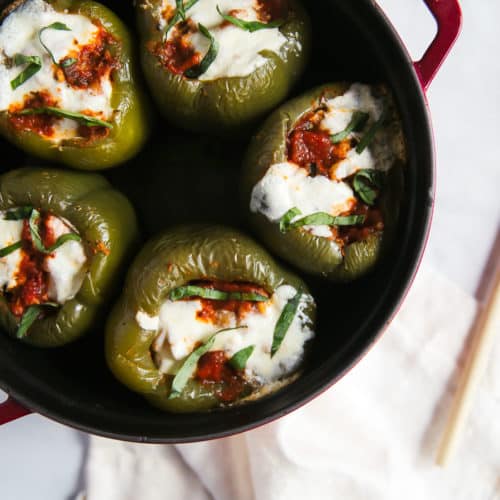 Try these delicious Italian style stuffed peppers for a protein and fiber packed meal.