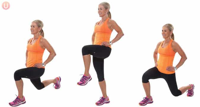 Pass through lunges are a great move for your glutes.