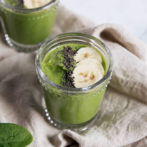 Whip up this simple green goddess smoothie for a nutrient packed meal on the go!