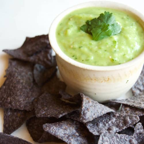 A perfect snack for company, this salsa verde pairs perfectly with tortilla chips, topped over chicken or add to nachos.