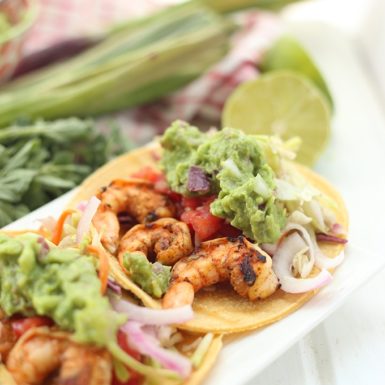 Try this spicy grilled shrimp taco recipe for a sassy and healthy dinner in under 30 minutes!