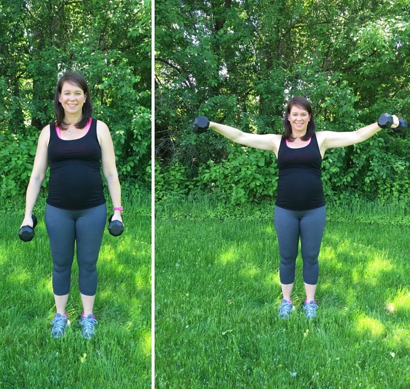 Moves like lateral raises are safe to do while pregnant.