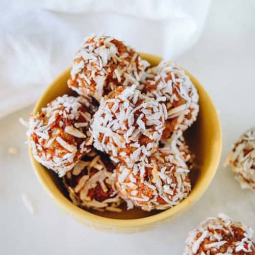 Craving carrot cake? Try our new paleo Carrot Cake Protein Balls recipe for a deliciously healthy boost of energy!