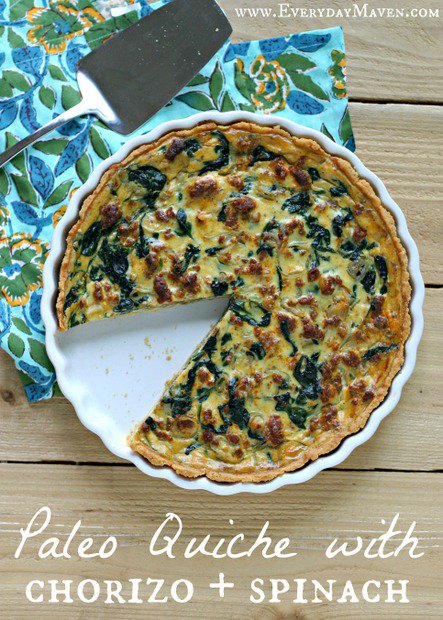 Check out this delicious, healthy, dairy-free breakfast recipe for Chorizo Spinach Quiche!
