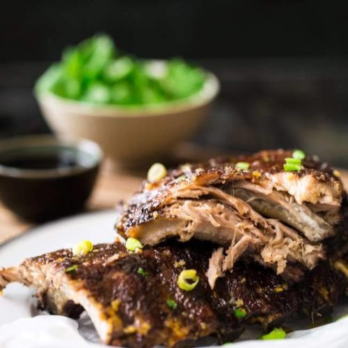 Try this easy and delicious recipe for Paleo oven baked ribs with 5 spice and honey garlic glaze for a tasty and tender protein packed meal!