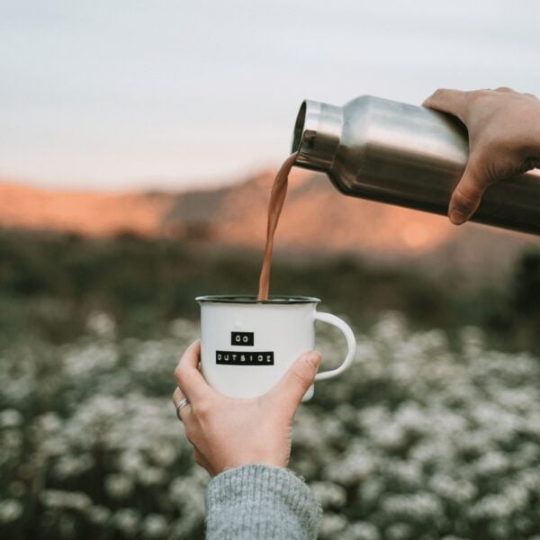 pouring coffee outside